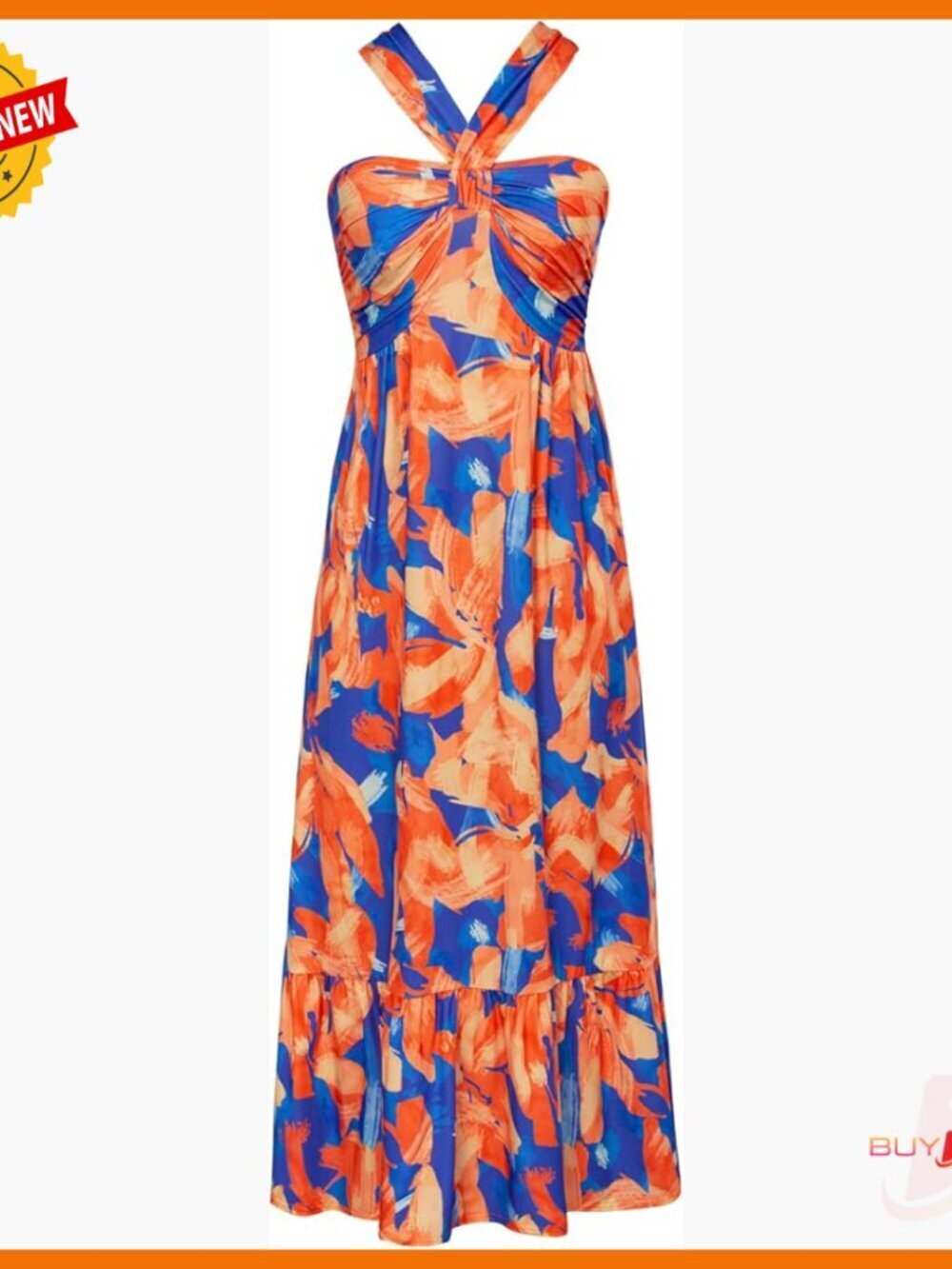Flowy Halter Maxi Dress with Pocket, Lightweight Summer Boho Sundress